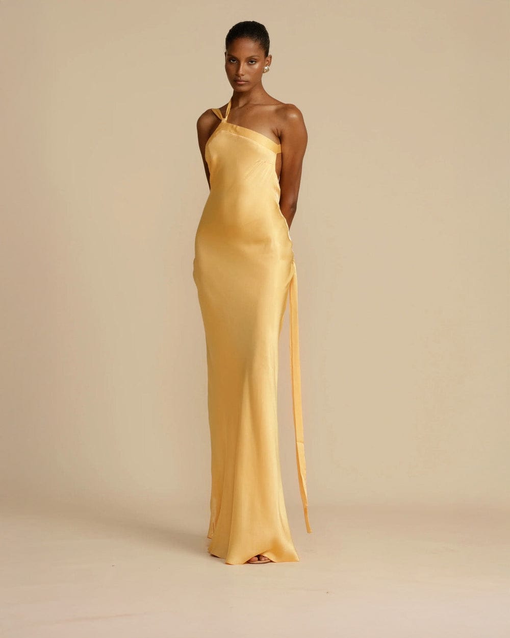 Modinzi Golden Yellow / 6 Golden Hour – Backless Tie Maxi Dress