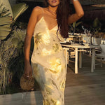 Modinzi Maxi dress Gold / 6 (XS) Golden Hour Satin Maxi Dress – Backless Metallic Slip Gown