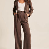 Modinzi chocolate brown / 6 (XS) Harbour Fold – Pleated Wide-Leg Trouser