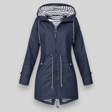 Modinzi Navy / 6 (XS) Harbour Line – Drawcord Hooded Rain Jacket