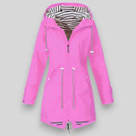 Modinzi Pink / 6 (XS) Harbour Line – Drawcord Hooded Rain Jacket