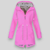 Modinzi Pink / 6 (XS) Harbour Line – Drawcord Hooded Rain Jacket