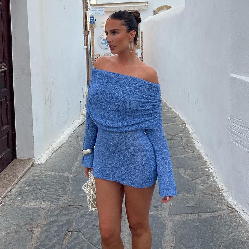 Modinzi Blue / 6 (XS) Isla Veil – Drape Neck Mini