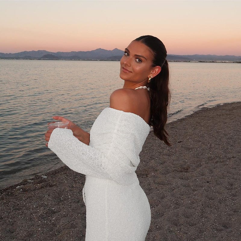 Modinzi White / 6 (XS) Isla Veil – Drape Neck Mini