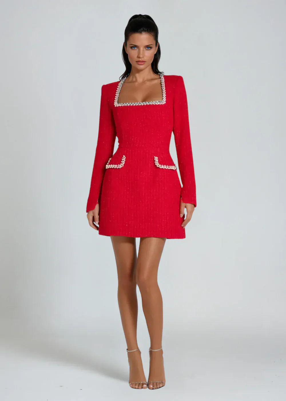 Modinzi dark pink / 6 (XS) Ivonne Pearl – Tweed Mini Dress