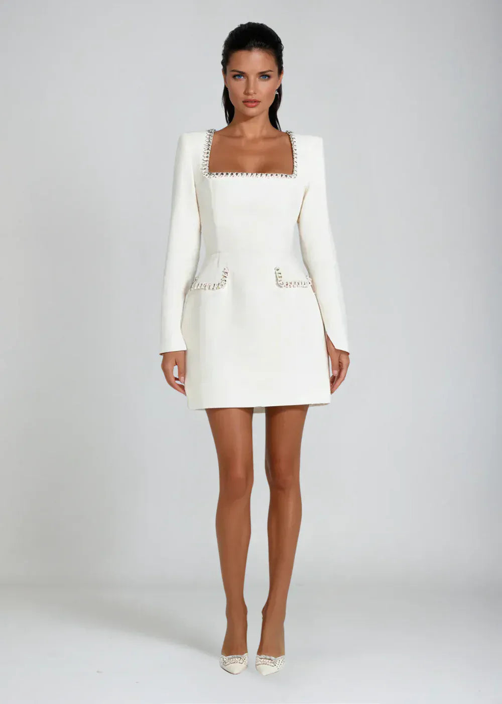 Modinzi White / 6 (XS) Ivonne Pearl – Tweed Mini Dress