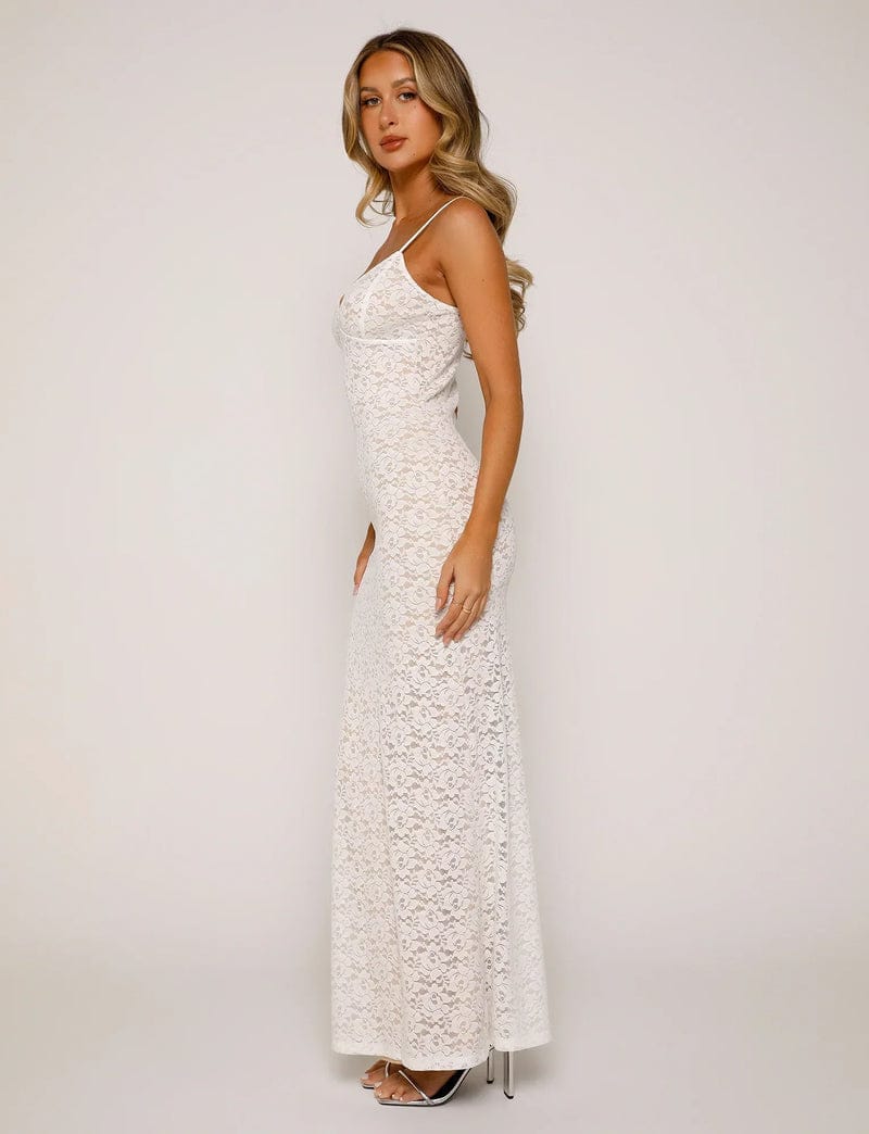 Modinzi Ivory Elegance – Lace Column Dress