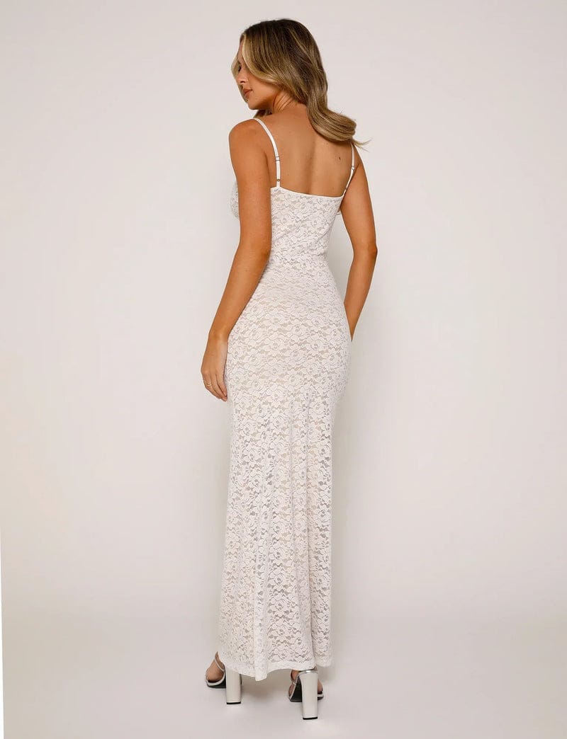Modinzi Ivory Elegance – Lace Column Dress