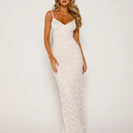 Modinzi White / 6 Ivory Elegance – Lace Column Dress