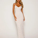 Modinzi White / 6 Ivory Elegance – Lace Column Dress