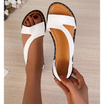 Modinzi Sandals white / 4 Izzie Open Toe Flat Sandals