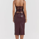 Onyx Edge – Lace-Up Midi Dress