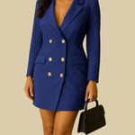 Modinzi Blue / 6 (XS) Leona Noir – Double Breasted Blazer Dress