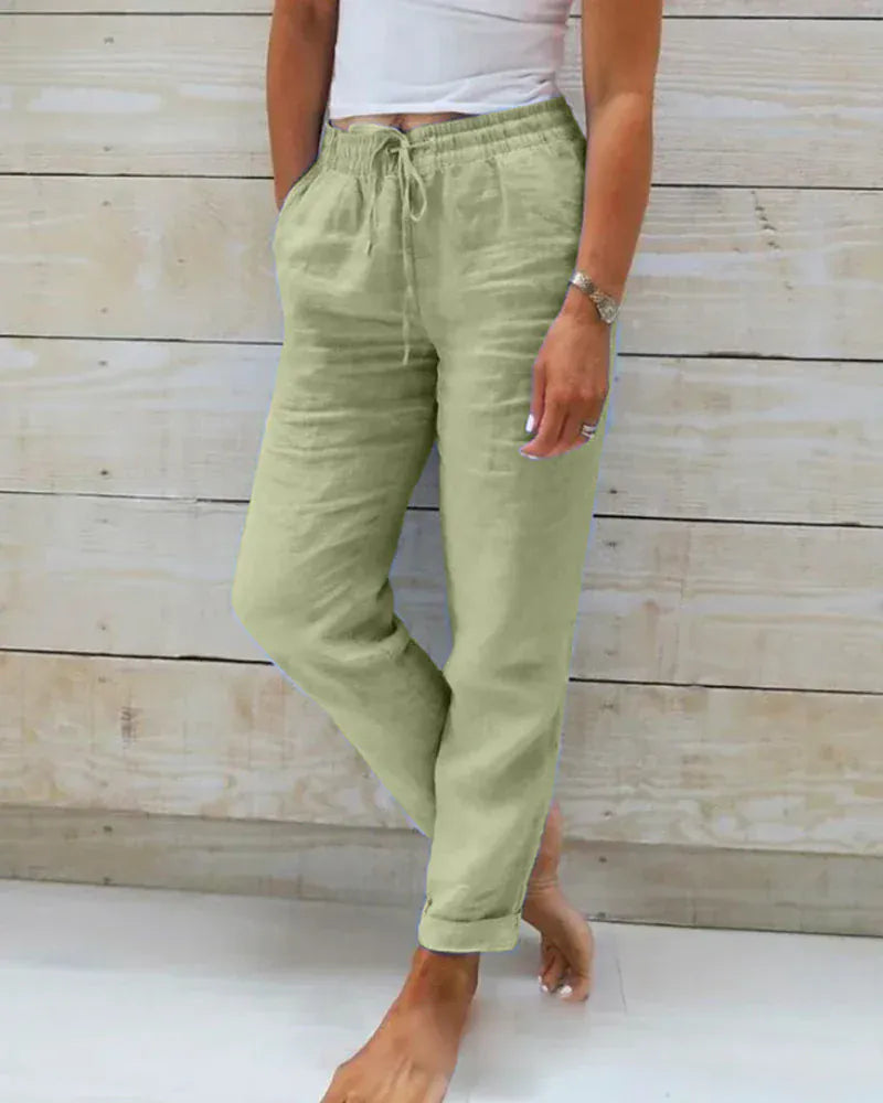 Modinzi pants Green / 8 (S) Lina Linen Drawstring Pants