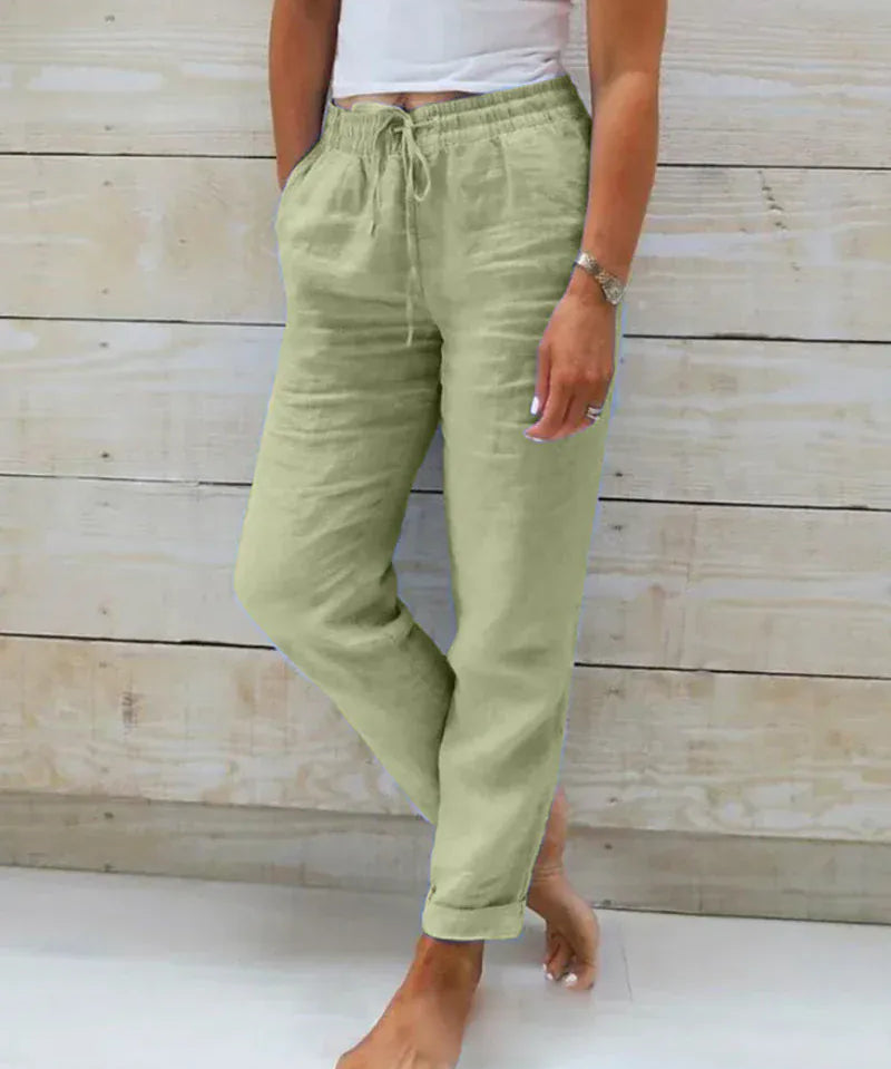 Modinzi pants Green / 8 (S) Lina Linen Drawstring Pants