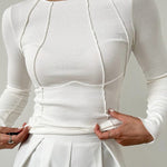 Modinzi White / 6 (XS) Linea Form – Sculpted Seam Long Sleeve Top