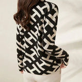 Sena Geometric – Modern Mock Neck Sweater