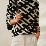Sena Geometric – Modern Mock Neck Sweater