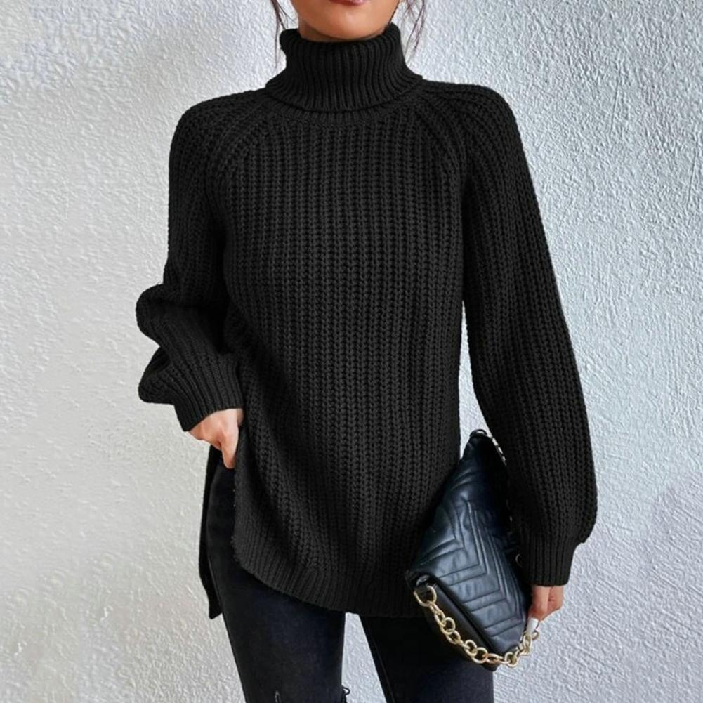 Modinzi black / 8 (S) Loren Muse – Chunky Rib Turtleneck Sweater