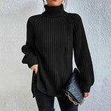 Modinzi black / 8 (S) Loren Muse – Chunky Rib Turtleneck Sweater