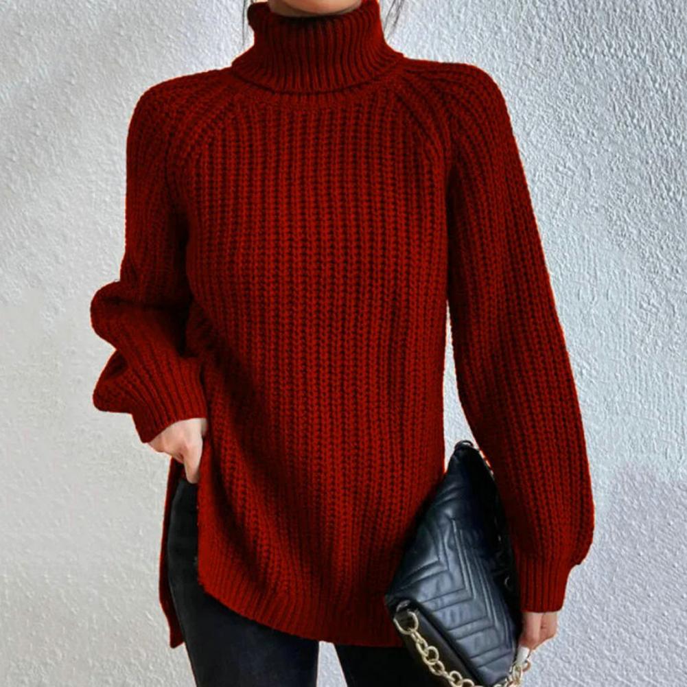 Modinzi dark pink / 8 (S) Loren Muse – Chunky Rib Turtleneck Sweater