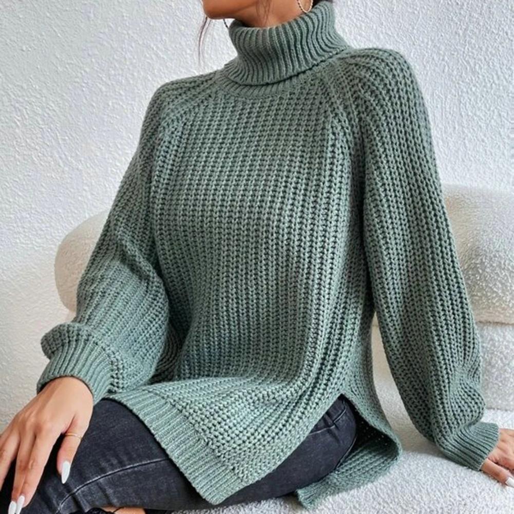 Modinzi Green / 8 (S) Loren Muse – Chunky Rib Turtleneck Sweater