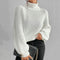 Modinzi White / 8 (S) Loren Muse – Chunky Rib Turtleneck Sweater
