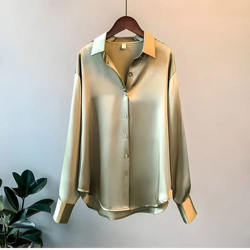 Modinzi Light Olive Green / 6 Luxe Flow – Oversized Silk Blouse
