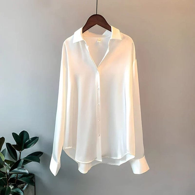 Modinzi White Midi / 6 Luxe Flow – Oversized Silk Blouse
