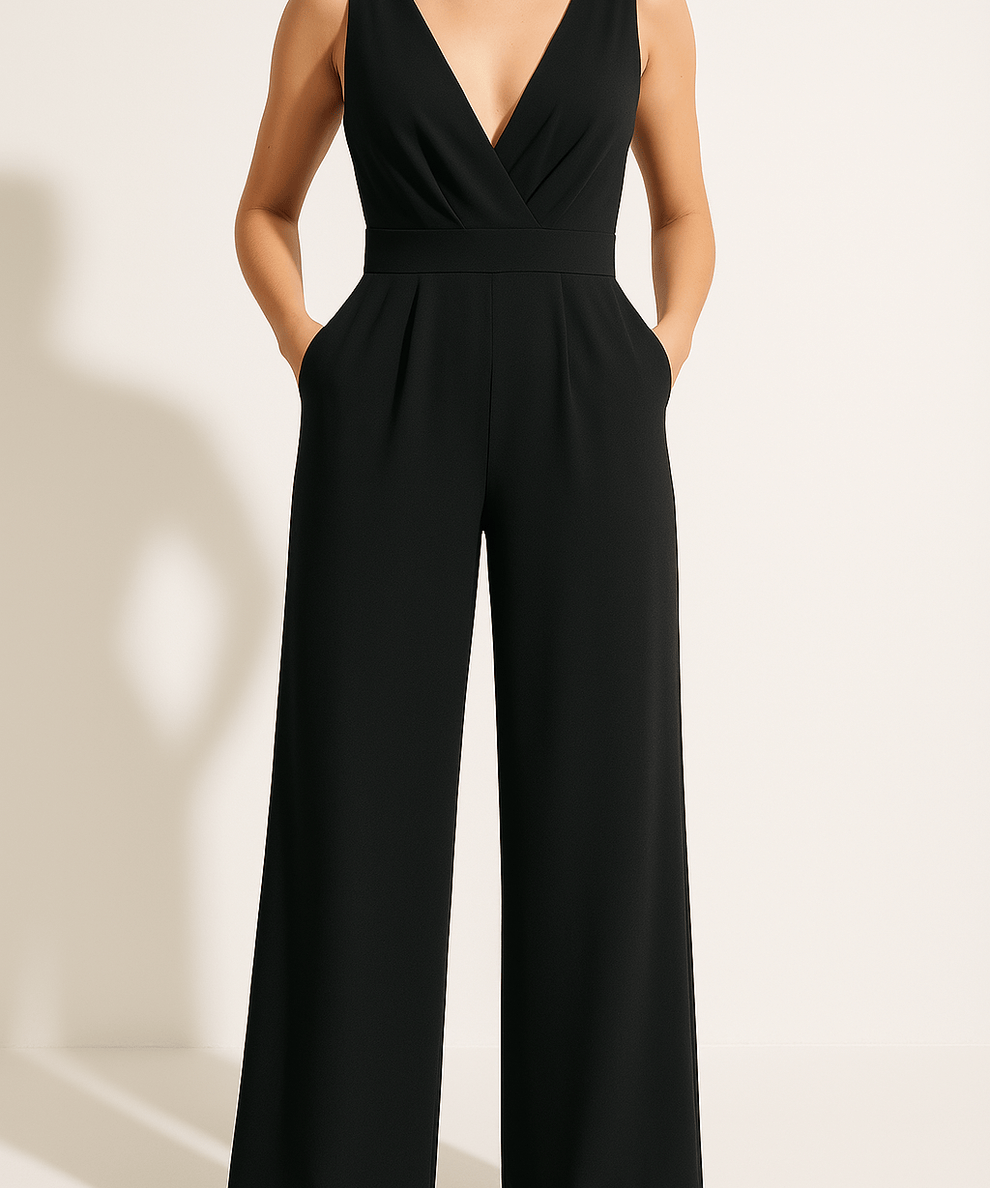Modinzi Black and Wite / 6 Luxe Grace – Wide Leg Wrap Jumpsuit
