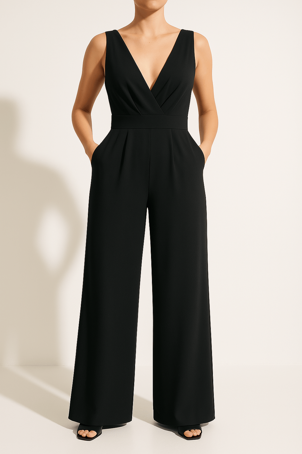 Modinzi Black and Wite / 6 Luxe Grace – Wide Leg Wrap Jumpsuit