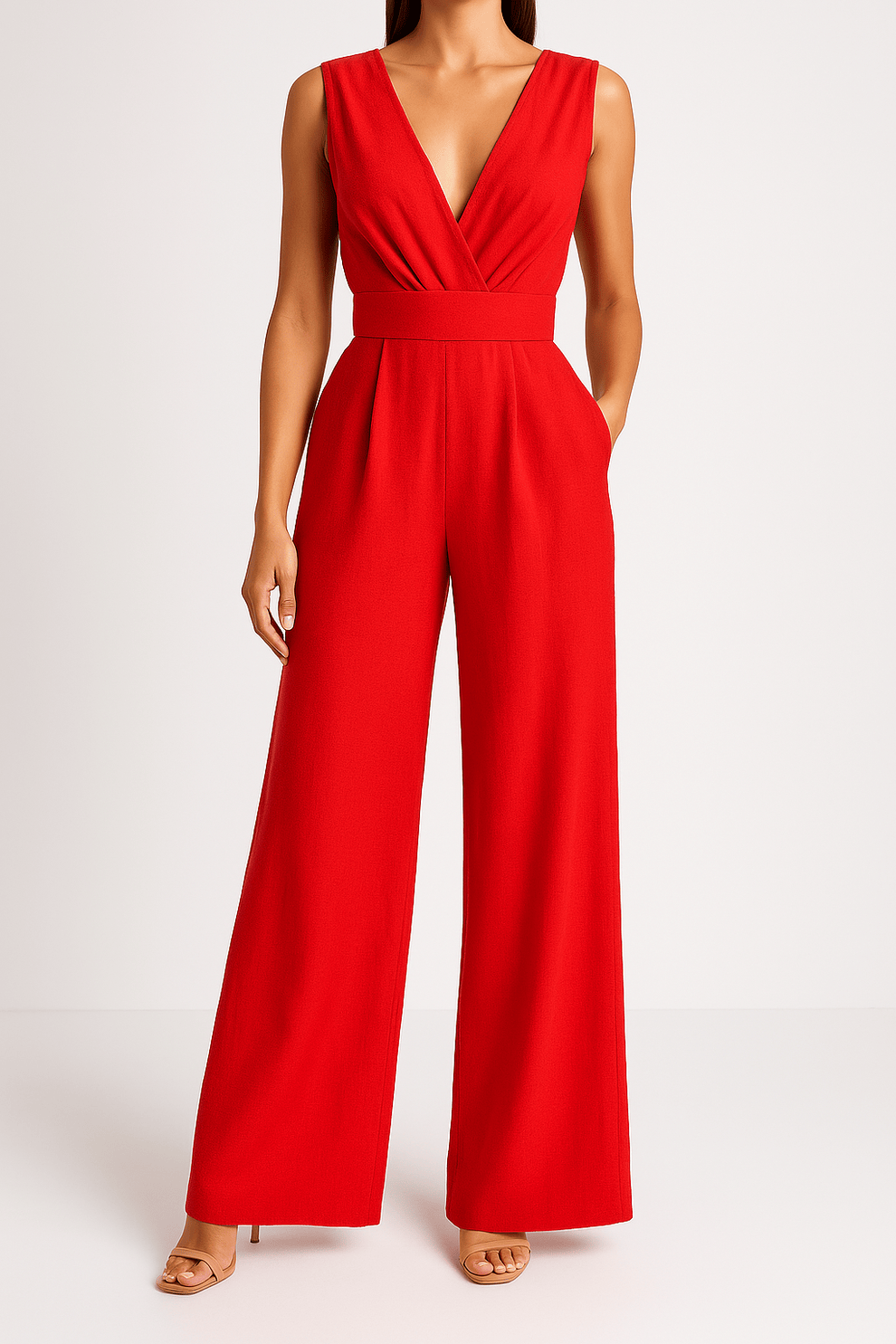 Modinzi Deep Red / 6 Luxe Grace – Wide Leg Wrap Jumpsuit