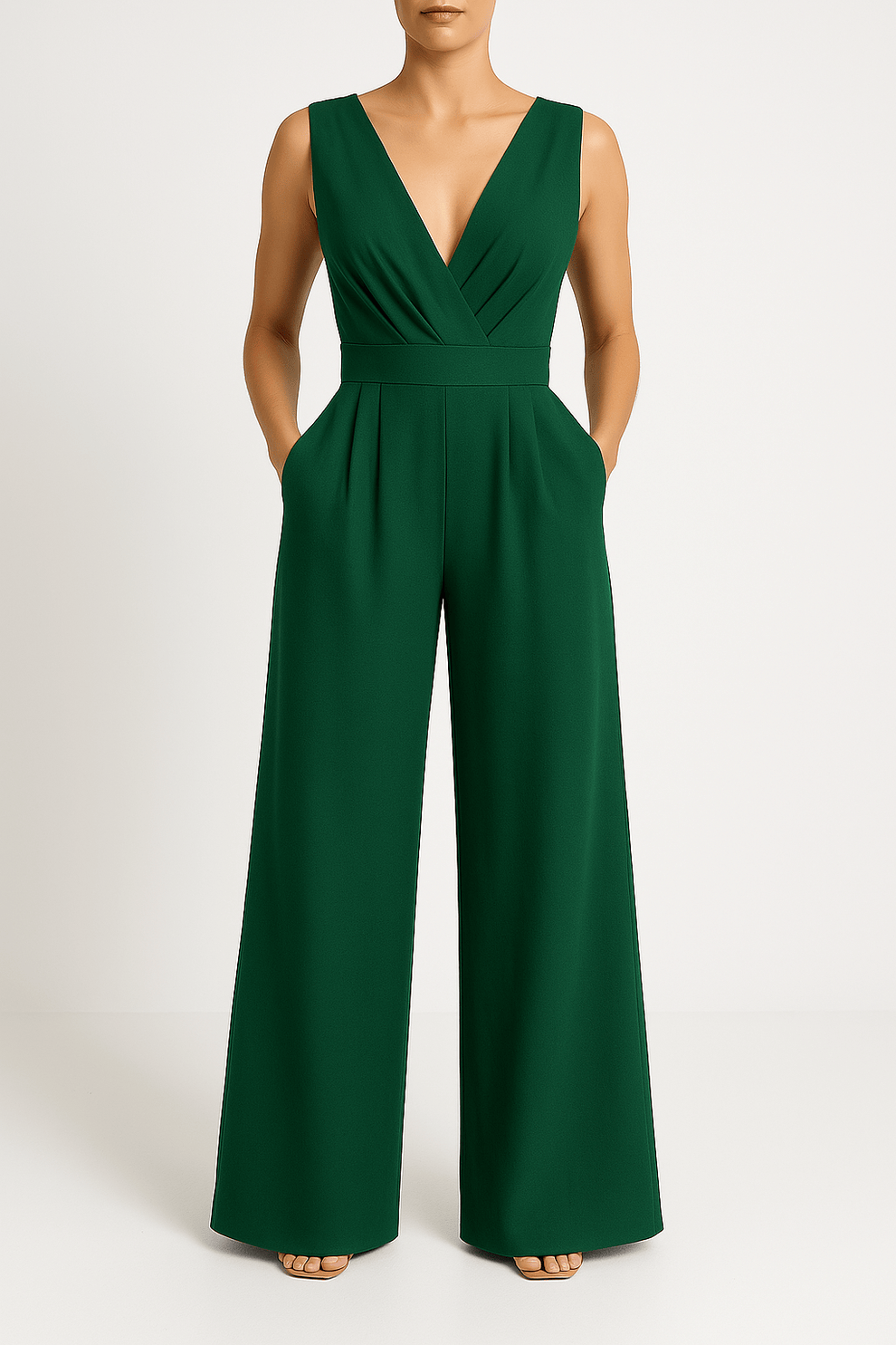 Modinzi Light Green / 6 Luxe Grace – Wide Leg Wrap Jumpsuit