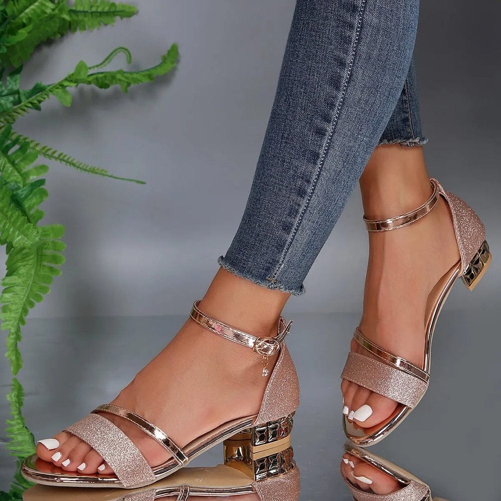 Modinzi Lyra Gem – Metallic Block Heel Sandal