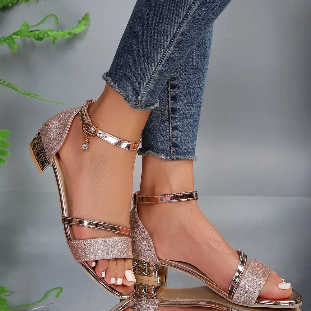 Modinzi Lyra Gem – Metallic Block Heel Sandal