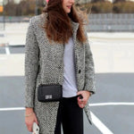 Modinzi Grey / 6 (XS) Mae Crest – Tailored Houndstooth Long Coat