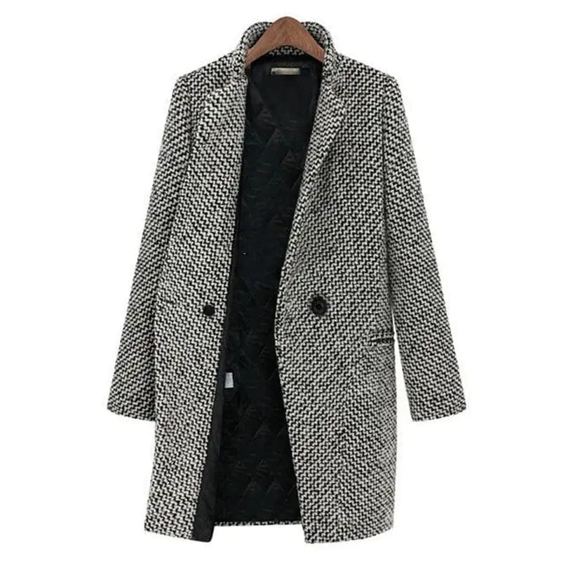 Modinzi Mae Crest – Tailored Houndstooth Long Coat