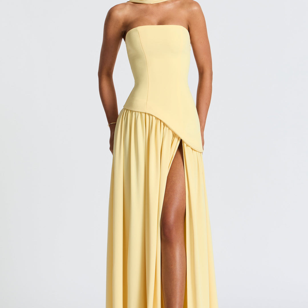 Eclipse Drama – Lace-Up Maxi Dress