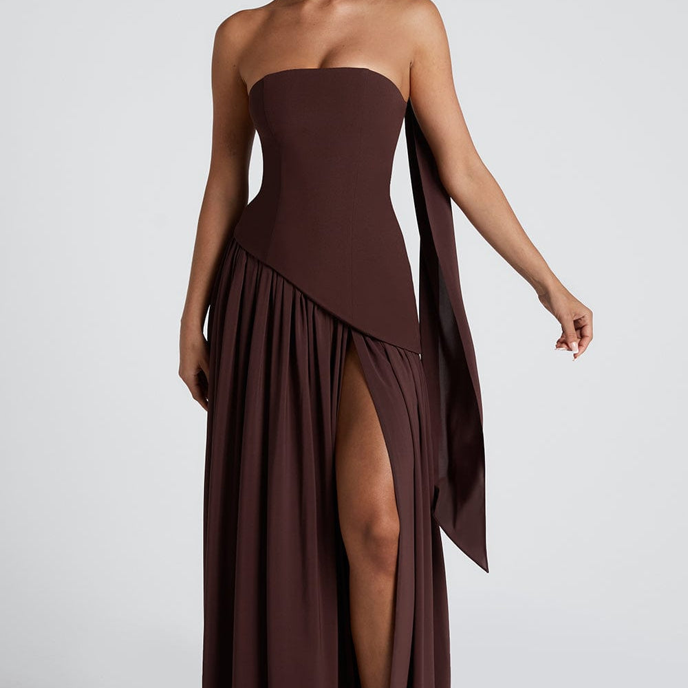 Eclipse Drama – Lace-Up Maxi Dress