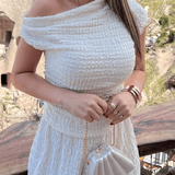Modinzi Beige / 6 (XS) Marais Fold – Draped One Shoulder Set