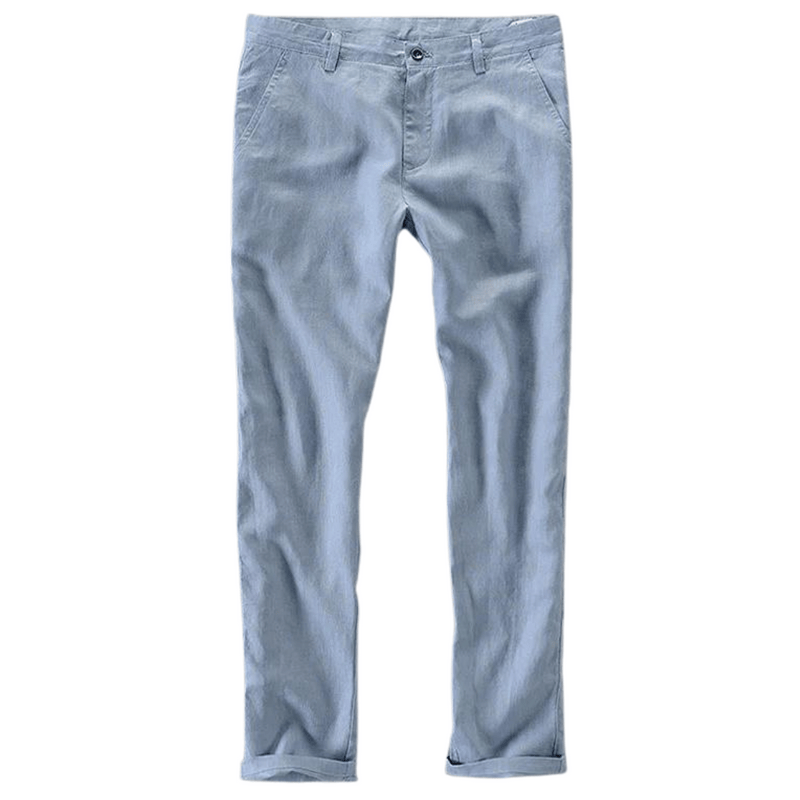 Modinzi Mens Trousers Blue / 32 Men’s Casual Linen Blend Trousers – Lightweight Straight-Leg Summer Pants
