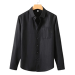 Modinzi men Shirts black / S Men’s Casual Linen Button-Up Shirt – Long Sleeve Lightweight Summer Top
