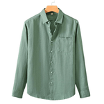 Modinzi men Shirts Green / S Men’s Casual Linen Button-Up Shirt – Long Sleeve Lightweight Summer Top