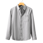 Modinzi men Shirts Grey / S Men’s Casual Linen Button-Up Shirt – Long Sleeve Lightweight Summer Top