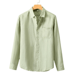 Modinzi men Shirts Light Green / S Men’s Casual Linen Button-Up Shirt – Long Sleeve Lightweight Summer Top