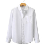Modinzi men Shirts White / S Men’s Casual Linen Button-Up Shirt – Long Sleeve Lightweight Summer Top