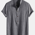 Modinzi mens set Men’s Casual Linen Set – Short Sleeve Shirt and Elastic Waist Pants