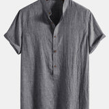 Modinzi mens set Men’s Casual Linen Set – Short Sleeve Shirt and Elastic Waist Pants