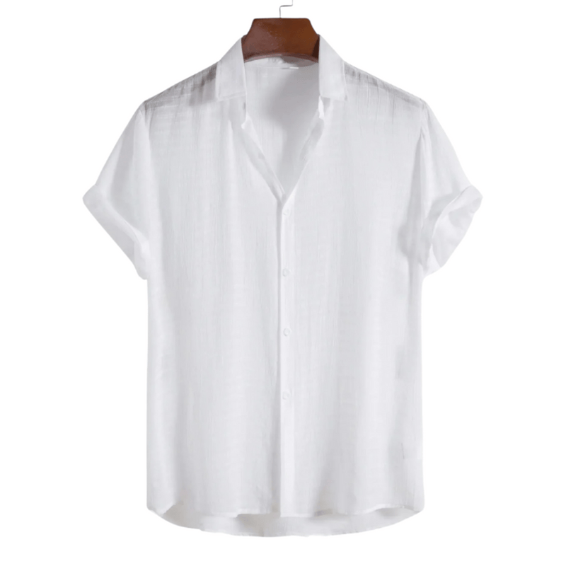 Modinzi mens Shirts White / S Men’s Casual Short Sleeve Button Shirt – Lightweight Textured Summer Top
