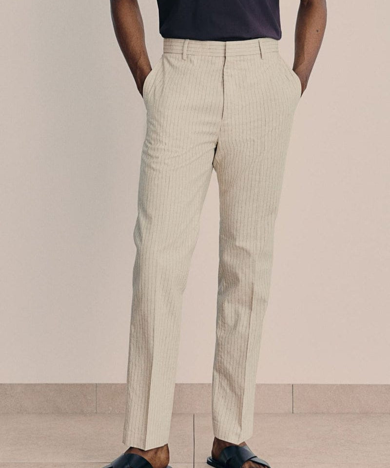 Modinzi Mens Trousers Beige / XS Men’s Classic Linen-Blend Tailored Pants – Slim Tapered Fit